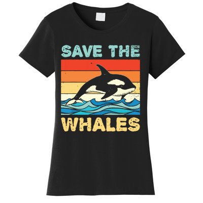 Save The Whales Retro Vintage Orca Whale Women's T-Shirt