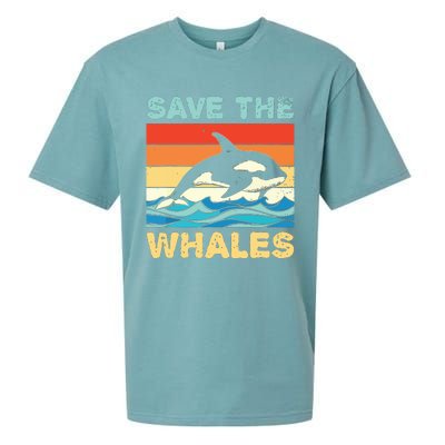 Save The Whales Retro Vintage Orca Whale Sueded Cloud Jersey T-Shirt