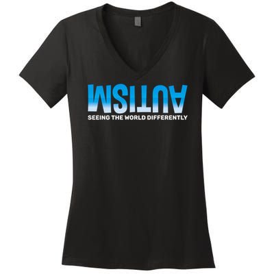 Seeing the World differently Autism Awareness Women's V-Neck T-Shirt
