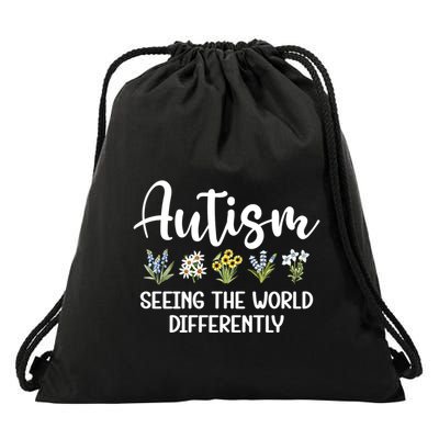 Seeing The World Differently Autism Awareness Wildflowers Great Gift Drawstring Bag