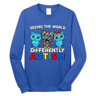 Seeing The World Differently Autism Owl Gift Long Sleeve Shirt