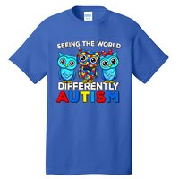 Seeing The World Differently Autism Owl Gift Tall T-Shirt