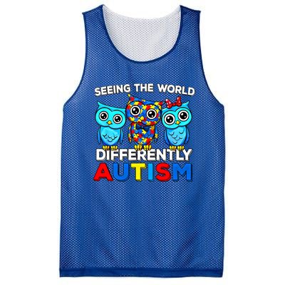 Seeing The World Differently Autism Owl Gift Mesh Reversible Basketball Jersey Tank