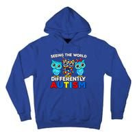 Seeing The World Differently Autism Owl Gift Tall Hoodie