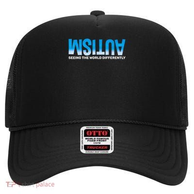 Seeing The World Differently Autism Awareness High Crown Mesh Back Trucker Hat