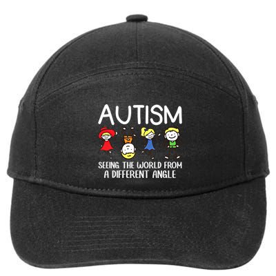 Seeing The World From A Different Angle Autism Awareness Day Gift 7-Panel Snapback Hat