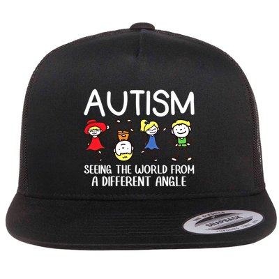 Seeing The World From A Different Angle Autism Awareness Day Gift Flatbill Hat