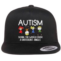 Seeing The World From A Different Angle Autism Awareness Day Gift Flat Bill Trucker Hat