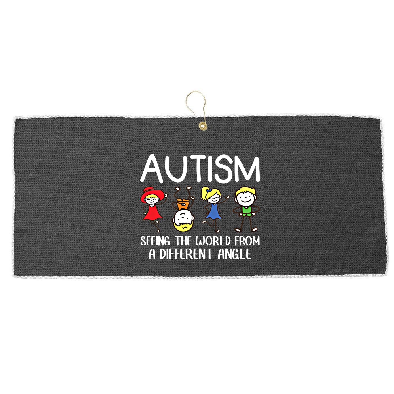 Seeing The World From A Different Angle Autism Awareness Day Gift Large Microfiber Waffle Golf Towel