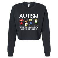 Seeing The World From A Different Angle Autism Awareness Day Gift Cropped Pullover Crew