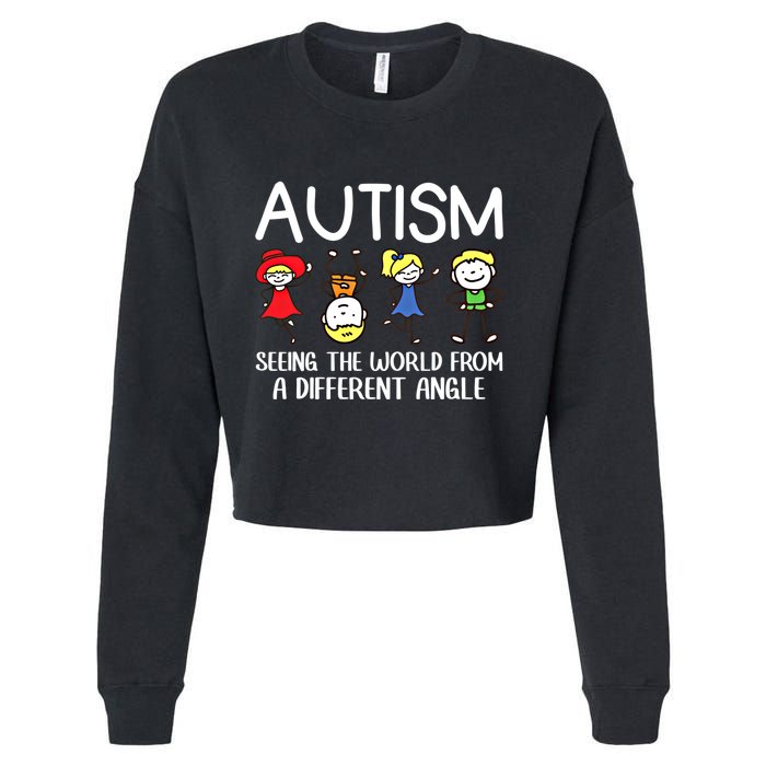Seeing The World From A Different Angle Autism Awareness Day Gift Cropped Pullover Crew