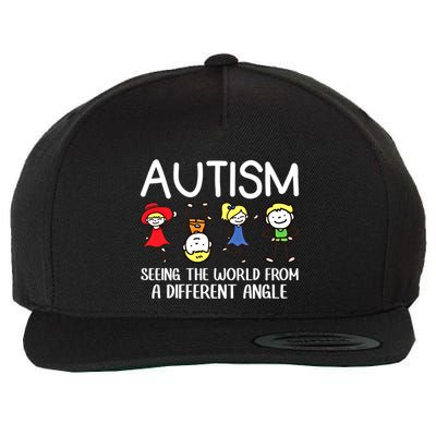 Seeing The World From A Different Angle Autism Awareness Day Gift Wool Snapback Cap