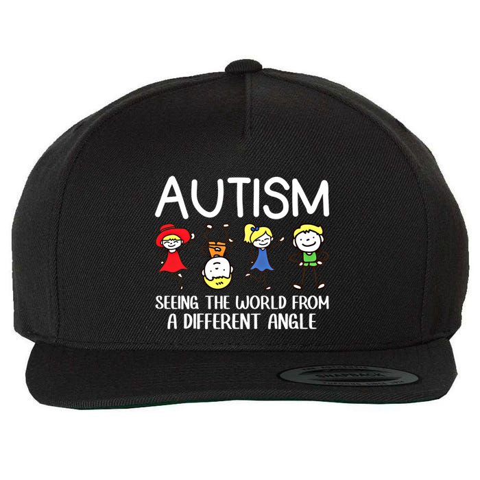 Seeing The World From A Different Angle Autism Awareness Day Gift Wool Snapback Cap