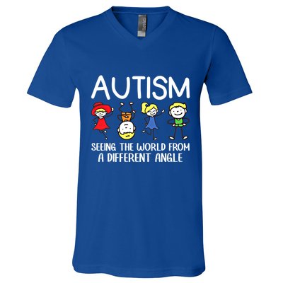 Seeing The World From A Different Angle Autism Awareness Day Gift V-Neck T-Shirt