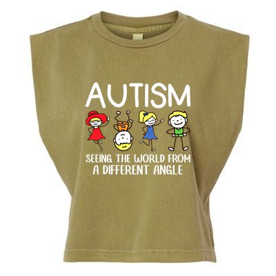 Seeing The World From A Different Angle Autism Awareness Day Gift Garment-Dyed Women's Muscle Tee