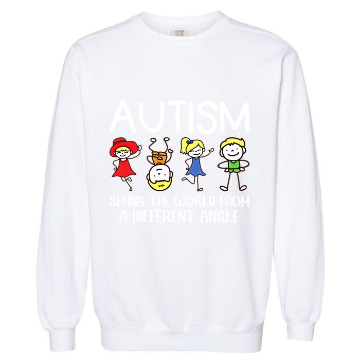 Seeing The World From A Different Angle Autism Awareness Day Gift Garment-Dyed Sweatshirt