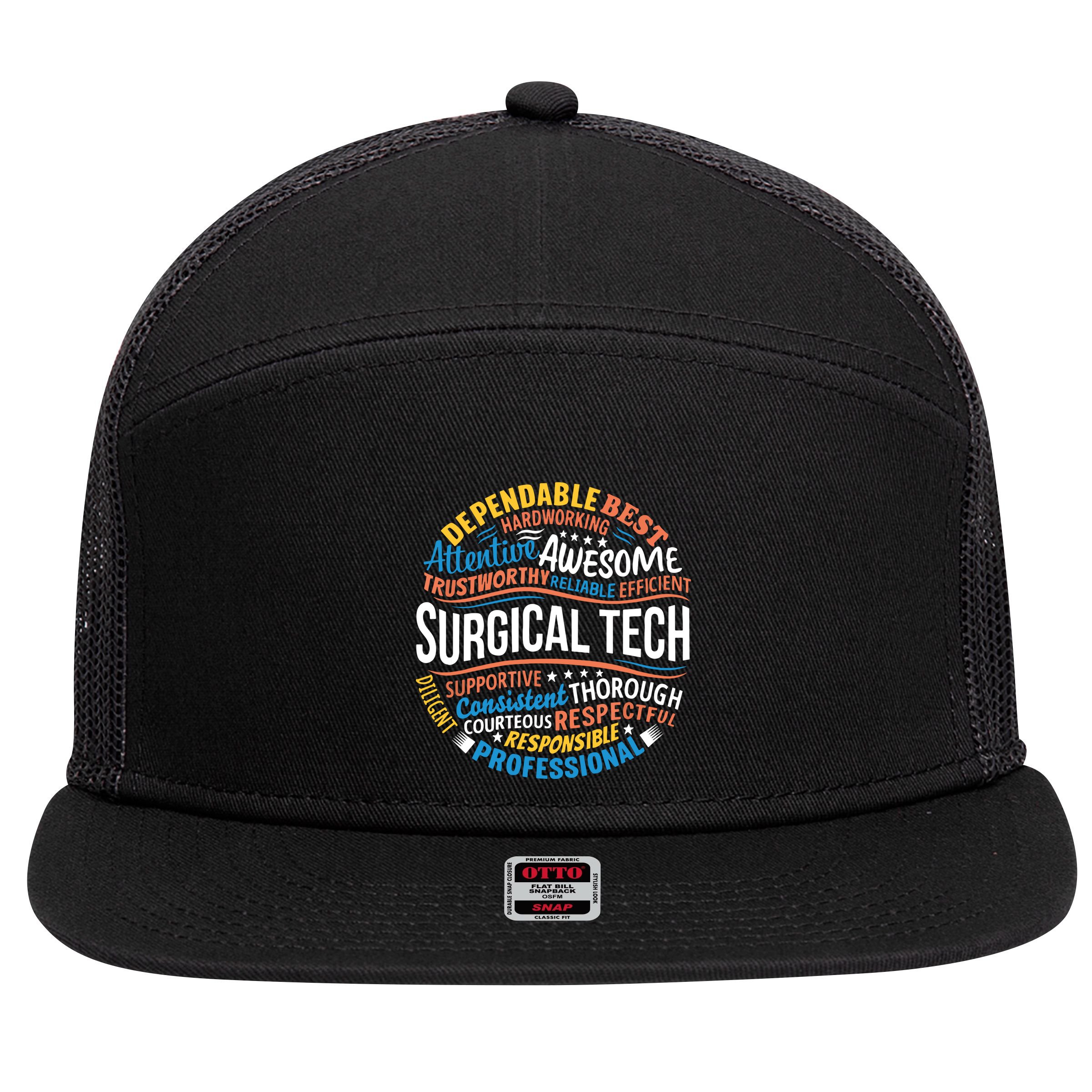 Surgical Tech Week Funny Surgical Technologist Gifts 7 Panel Mesh Trucker Snapback Hat