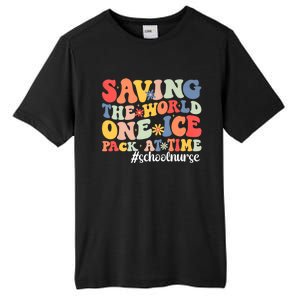 Saving The World One Ice Pack At Time Groovy School Nurse Cool Gift Tall Fusion ChromaSoft Performance T-Shirt