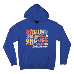 Saving The World One Ice Pack At Time Groovy School Nurse Cool Gift Hoodie