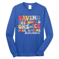 Saving The World One Ice Pack At Time Groovy School Nurse Cool Gift Long Sleeve Shirt