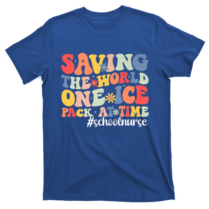 Saving The World One Ice Pack At Time Groovy School Nurse Cool Gift T-Shirt