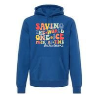 Saving The World One Ice Pack At Time Groovy School Nurse Cool Gift Premium Hoodie