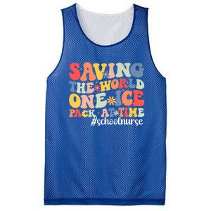 Saving The World One Ice Pack At Time Groovy School Nurse Cool Gift Mesh Reversible Basketball Jersey Tank