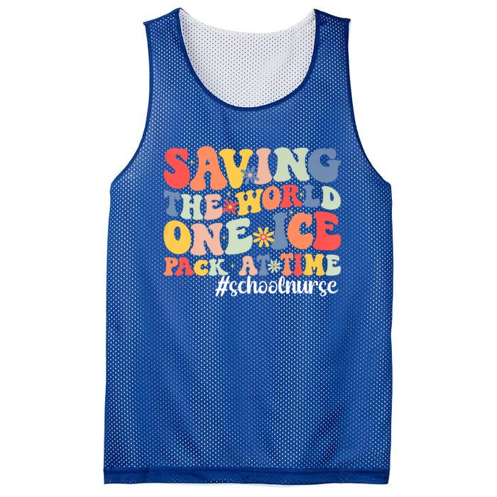 Saving The World One Ice Pack At Time Groovy School Nurse Cool Gift Mesh Reversible Basketball Jersey Tank