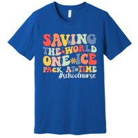 Saving The World One Ice Pack At Time Groovy School Nurse Cool Gift Premium T-Shirt