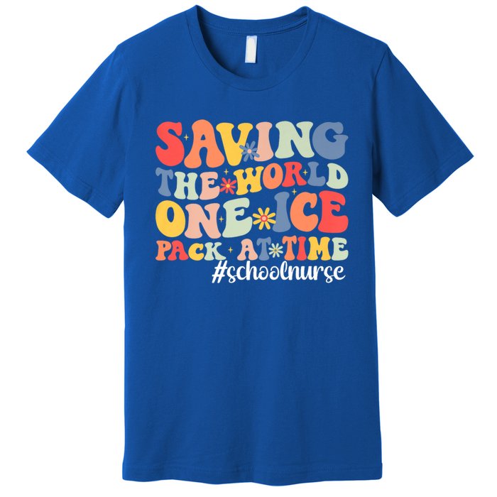 Saving The World One Ice Pack At Time Groovy School Nurse Cool Gift Premium T-Shirt