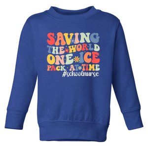 Saving The World One Ice Pack At Time Groovy School Nurse Cool Gift Toddler Sweatshirt