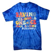 Saving The World One Ice Pack At Time Groovy School Nurse Cool Gift Tie-Dye T-Shirt