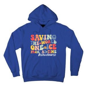 Saving The World One Ice Pack At Time Groovy School Nurse Cool Gift Tall Hoodie