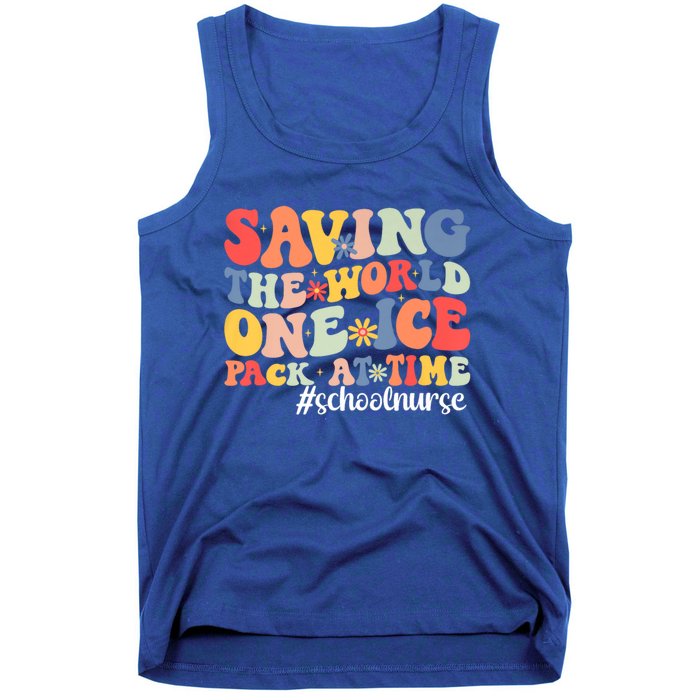 Saving The World One Ice Pack At Time Groovy School Nurse Cool Gift Tank Top