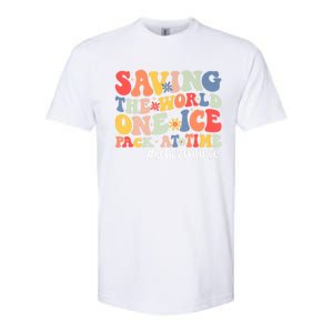 Saving The World One Ice Pack At Time Groovy School Nurse Cool Gift Softstyle CVC T-Shirt