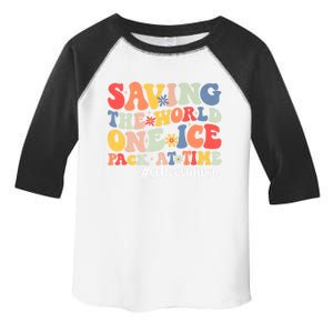 Saving The World One Ice Pack At Time Groovy School Nurse Cool Gift Toddler Fine Jersey T-Shirt