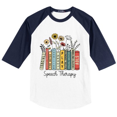 Speech Therapy Wildflowers Slp Speech Language Pathologist Baseball Sleeve Shirt