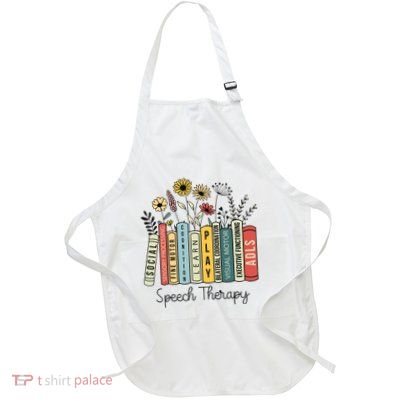 Speech Therapy Wildflowers Slp Speech Language Pathologist Full-Length Apron With Pockets