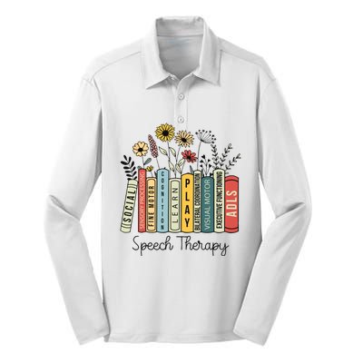 Speech Therapy Wildflowers Slp Speech Language Pathologist Silk Touch Performance Long Sleeve Polo