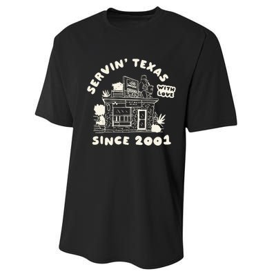 Servin Texas With Love Since 2001 Performance Sprint T-Shirt