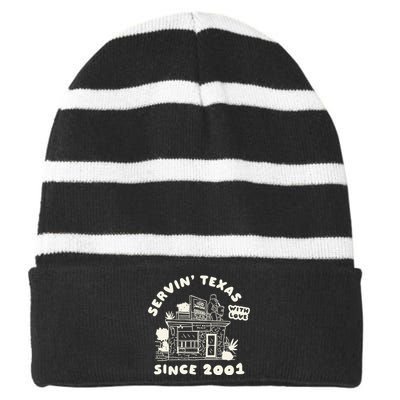 Servin Texas With Love Since 2001 Striped Beanie with Solid Band