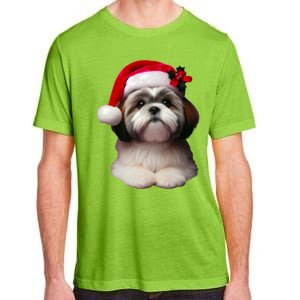 Shih Tzu With Santa Hat Christmas Xmas Dog Owner Mom Dad Cute Gift Adult ChromaSoft Performance T-Shirt