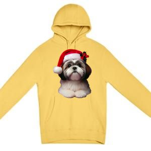 Shih Tzu With Santa Hat Christmas Xmas Dog Owner Mom Dad Cute Gift Premium Pullover Hoodie