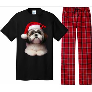 Shih Tzu With Santa Hat Christmas Xmas Dog Owner Mom Dad Cute Gift Pajama Set