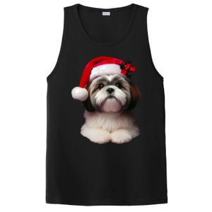 Shih Tzu With Santa Hat Christmas Xmas Dog Owner Mom Dad Cute Gift PosiCharge Competitor Tank