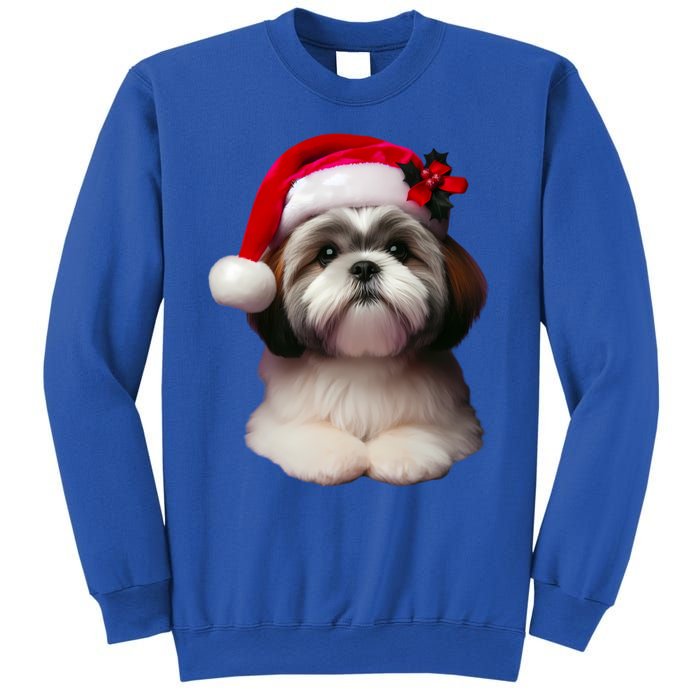 Shih Tzu With Santa Hat Christmas Xmas Dog Owner Mom Dad Cute Gift Sweatshirt