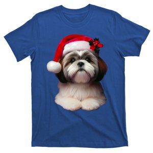 Shih Tzu With Santa Hat Christmas Xmas Dog Owner Mom Dad Cute Gift T-Shirt