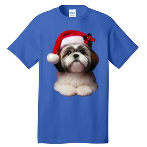 Shih Tzu With Santa Hat Christmas Xmas Dog Owner Mom Dad Cute Gift Tall T-Shirt