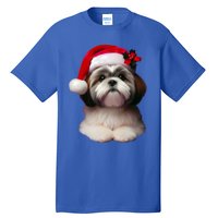 Shih Tzu With Santa Hat Christmas Xmas Dog Owner Mom Dad Cute Gift Tall T-Shirt