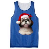 Shih Tzu With Santa Hat Christmas Xmas Dog Owner Mom Dad Cute Gift Mesh Reversible Basketball Jersey Tank